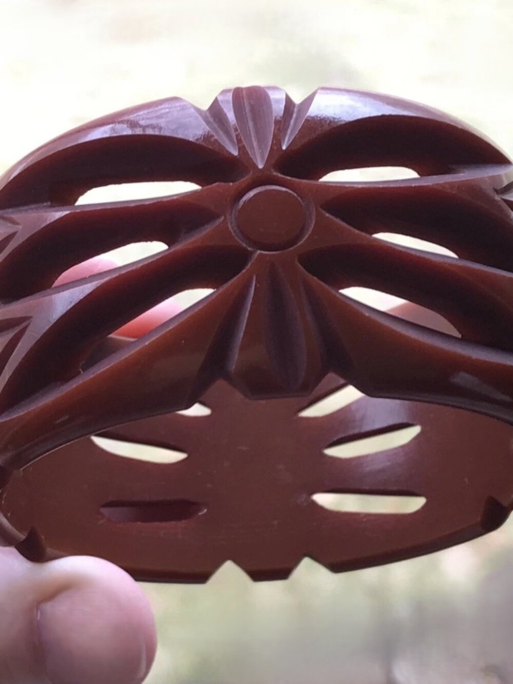 Vintage 1940's Bakelite Brown deeply carved Bangle Bracelet